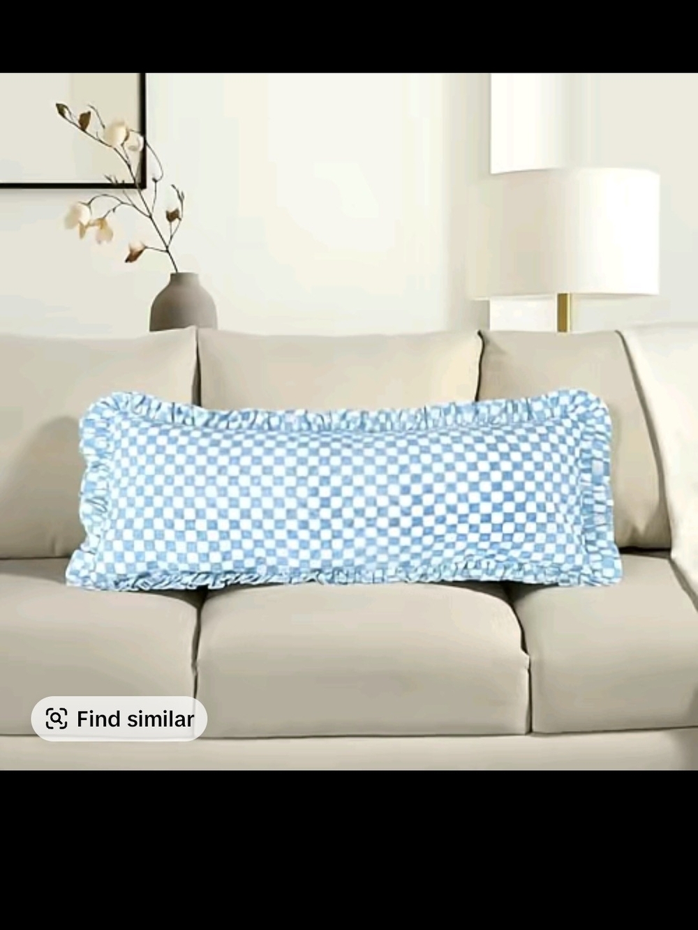 Blue Checkered Ruffle Pillow Cases - Decorative Home Accent18x18 Inch Pack Of 2